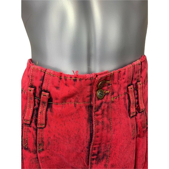 Vtg Bill Blass Jeans 10 Red High Waist Tapered Pleated Acid Wash Distressed - Picture 5 of 11